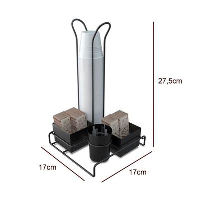 Suporte De Mesa Black Para Sachê Com Porta Copos - Stolf