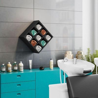 Suporte Porta Toalha Luiza Com 9 Nichos Toalheiro Multiuso preto