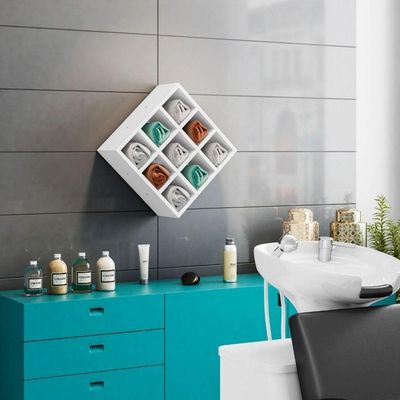 Suporte Porta Toalha Luiza Com 9 Nichos Toalheiro Multiuso branco