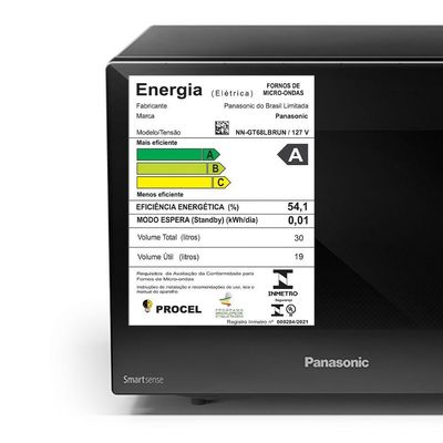 Micro-ondas Panasonic com Smartsense e Dupla Refeição 30L Preto - NN-GT68LBRU 110V