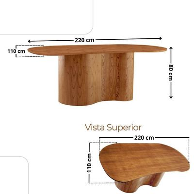Mesa De Jantar Suiça 220cm Madeira Tampo Laminado Orgânico Star Caramelo / Imbuia Nat.