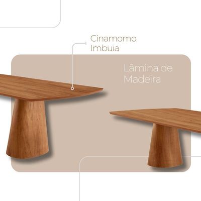 Mesa De Jantar Noronha 220cm Madeira Tampo Barril 8 Cadeiras Eva Star Caramelo / Imbuia Nat.