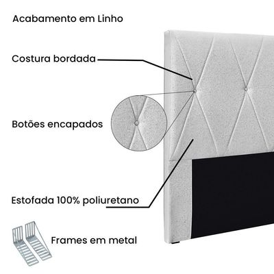 Cabeceira Cama Box Queen 160 Cm Aquilla Linho S04 - D'rossi Cor Grigio