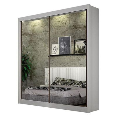 Guarda Roupa 2 Portas 2 Espelhos São Paulo Gold Branco - Leifer Móveis