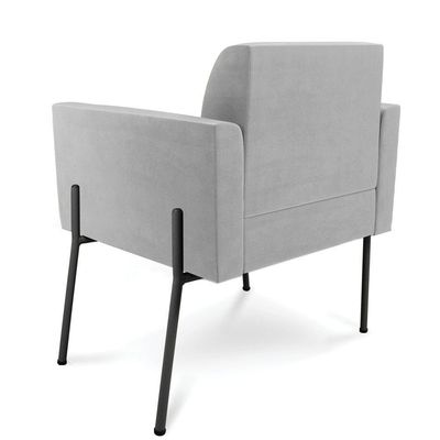 Poltrona Pé De Ferro Preto Para Sala Marisa Suede D03 - D'rossi Cor Cinza