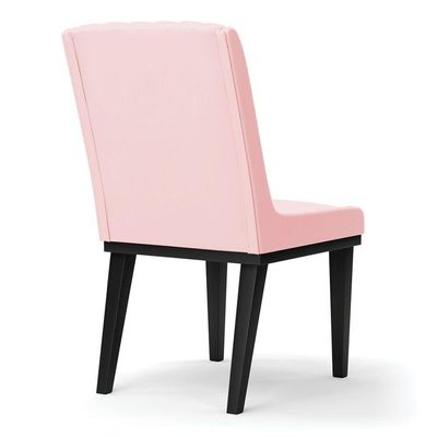 Cadeira Sala De Jantar Base Madeira Preto Kit 2 Sofia Suede D03 - D'rossi Cor Rosa Bebê