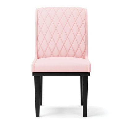 Cadeira Sala De Jantar Base Madeira Preto Kit 2 Sofia Suede D03 - D'rossi Cor Rosa Bebê