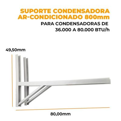 Kit Suporte Condensadora 800mm E Suporte Evaporadora 600mm 1 Unidade