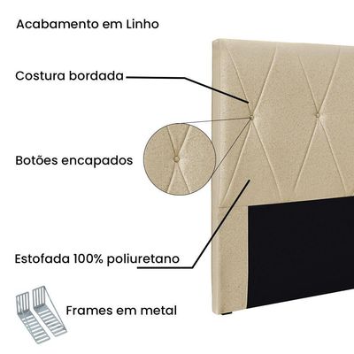 Cabeceira Cama Box Solteiro 90 Cm Aquilla Linho S04 - D'rossi Cor Dourado