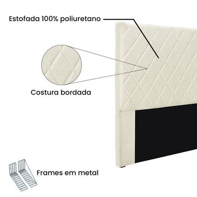 Cabeceira Cama Box Solteiro 90 Cm Dubai Linho S04 - D'rossi Cor Natural