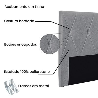 Cabeceira Cama Box Queen 160 Cm Aquilla Linho S04 - D'rossi Cor Cinza