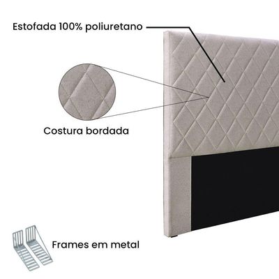 Cabeceira Cama Box Solteiro 90 Cm Dubai Linho S04 - D'rossi Cor Areia