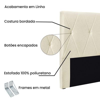 Cabeceira Cama Box Queen 160 Cm Aquilla Linho S04 - D'rossi Cor Perola