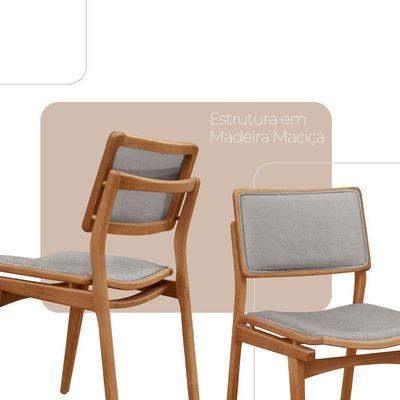 Mesa De Jantar Noronha 220cm Madeira Tampo Barril 8 Cadeiras Eva Luna / Imbuia Nat.