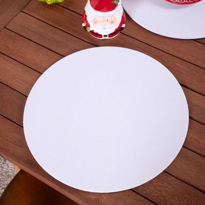 Sousplat Capa E Base Mdf Basic Liso 35cm Diâmetro Tecido Oxford 100% Poliéster - Branco