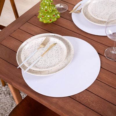 Sousplat Capa E Base Mdf Basic Liso 35cm Diâmetro Tecido Oxford 100% Poliéster - Branco