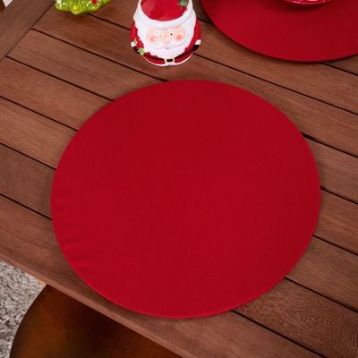 Sousplat Capa E Base Mdf Basic Liso 35cm Diâmetro Tecido Oxford 100% Poliéster - Vermelho