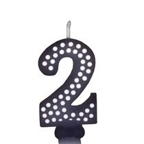Vela De Aniversário Poá Preto - N2
