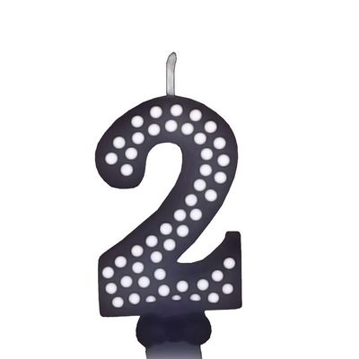 Vela De Aniversário Poá Preto - N2
