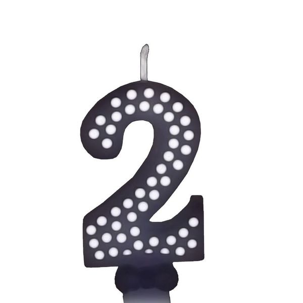 Vela De Aniversário Poá Preto - N2