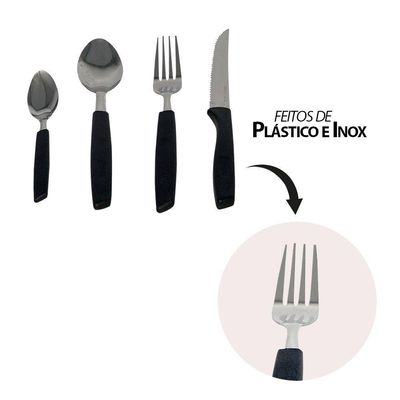 Conjunto Talheres Capri 25 Peças -  Preto
