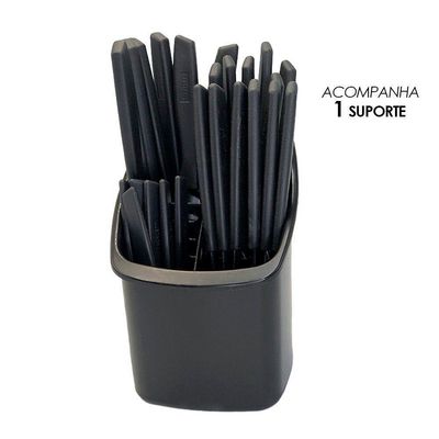 Conjunto Talheres Capri 25 Peças -  Preto
