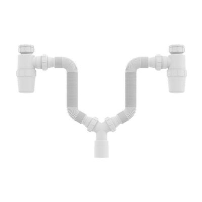 Sifão Duplo Sanfonado Extensível Censi Com Copo Horizontal Branco