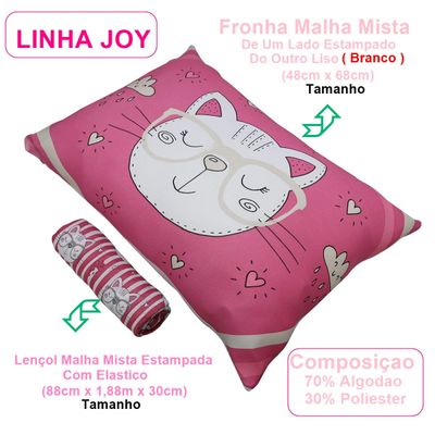Jogo de Cama Portallar Solteiro Malha Mista Joy Gatinhos 2 peças Pink
