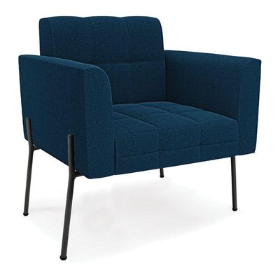 Poltrona Sala De Estar Pé De Ferro Pto Kit 2 Elisa Bouclê D03 - D'rossi Cor Azul