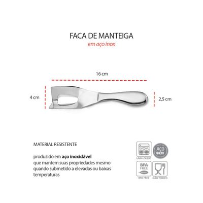 Faca de Manteiga e Queijo Espatula Angular Aço Inox