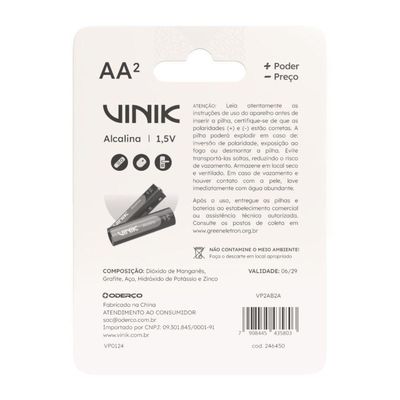 Pilha Alcalina Aa C-2 1.5v - Vp2ab2a