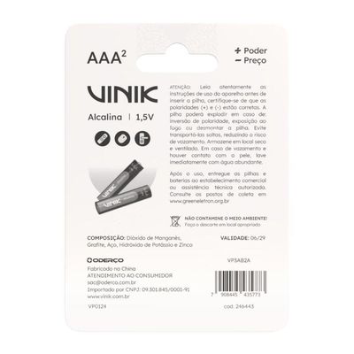 Pilha Alcalina Aaa C-2 1.5v - Vp3ab2a