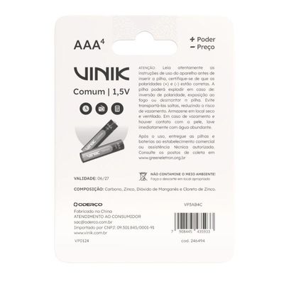 Pilha Comum Aaa C-4 1.5v - Vp3ab4c