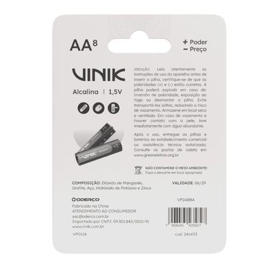 Pilha Alcalina Aa C-8 1.5v - Vp2ab8a
