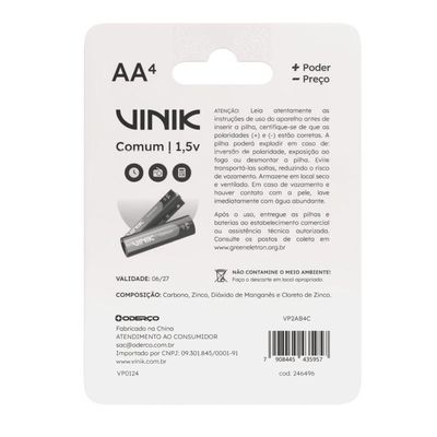 Pilha Comum Aa C-4 1.5v - Vp2ab4c
