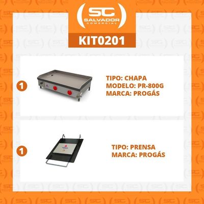 Kit - Chapa Lanche Bifeteira A Gás Pr-800g + Prensa Pão - Progás