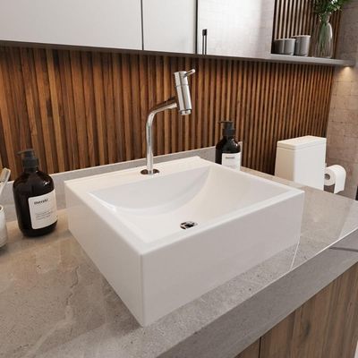 Cuba Pia Para Banheiro Roma Com Torneira Dl05 E Valvula Abs Branco Brilho