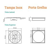 Grelha Para Ralo Linear Novii Quadrada 5205 10x10 Aço Inox