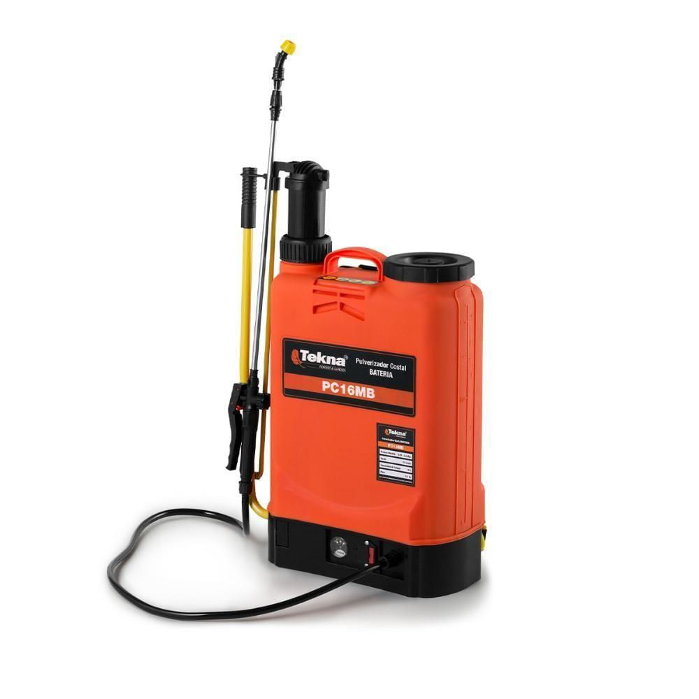 Pulverizador Costal À Bateria 12V 8Ah 16L 6 Horas De Trabalho Pc16Mbtk Tekna