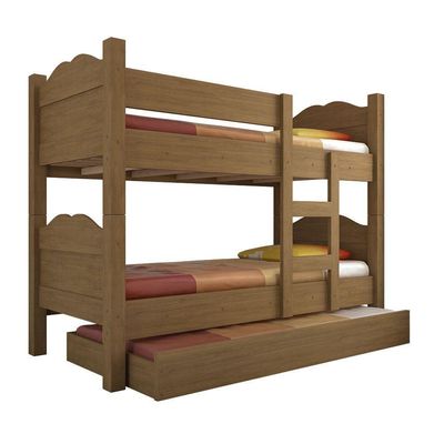 Beliche Madrid Grades De Proteção E Cama Removível - Amêndoa Com 2 Colchões