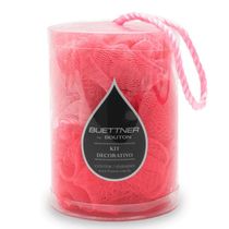 Esponja De Banho Buettner Pote C/ 2un C/ Cordão Nylon Rosa