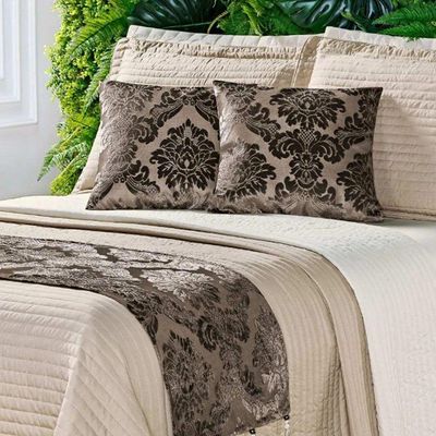 Cobre Leito King Print Color Dupla Face Micropercal 200 Fios 8 Peças - Tabaco