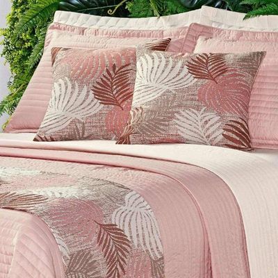 Cobre Leito Queen Print Color Dupla Face Micropercal 200 Fios 8 Peças - Rosê