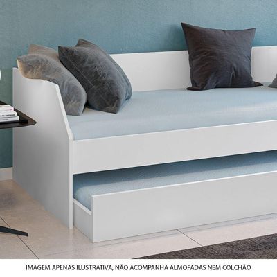 Bicama Solteiro Duo Luxo Com Cama Auxiliar Em Mdf Premium Branco