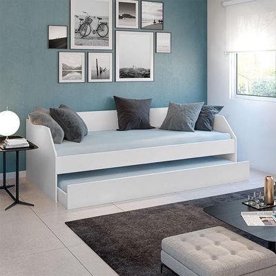 Bicama Solteiro Duo Luxo Com Cama Auxiliar Em Mdf Premium Branco