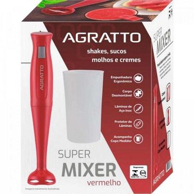 Super Mixer Vermelho Portátil 200w Com Copo 110V