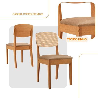Conjunto Com 2 Cadeiras MDF Copper Premium Turim 07/Naturale