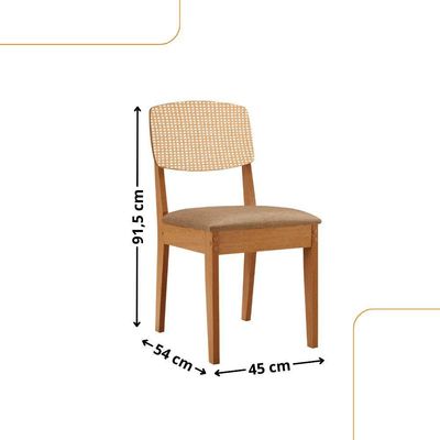 Conjunto Com 2 Cadeiras MDF Copper Premium Turim 07/Naturale