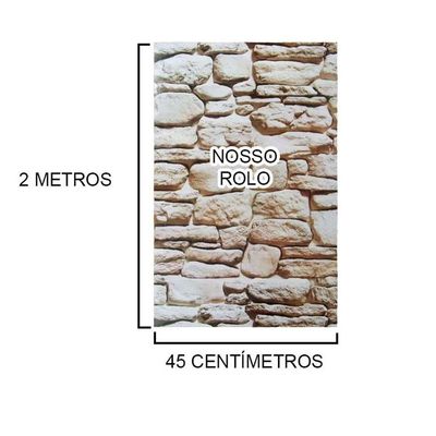 Papel De Parede Kit 6 Unid Autoadesivo Vinilico Pedra Marrom Claro