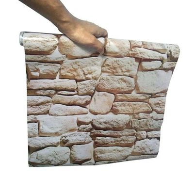 Papel De Parede Kit 6 Unid Autoadesivo Vinilico Pedra Marrom Claro